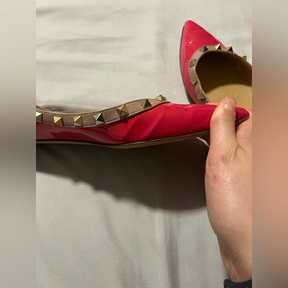 Valentino Garavani Rockstud Pointed Toe Flats EU 39.5 Red Patent - Picture 11 of 16